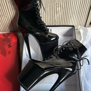 Black Platform Lace-Up Boots